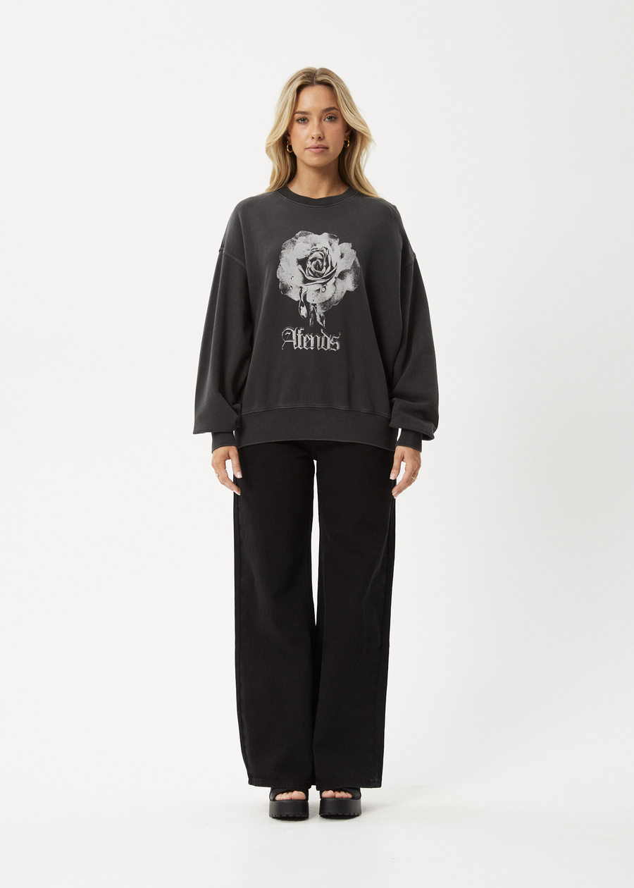AFENDS Womens Sweet Juliet - Crew Neck Jumper - Stone Black