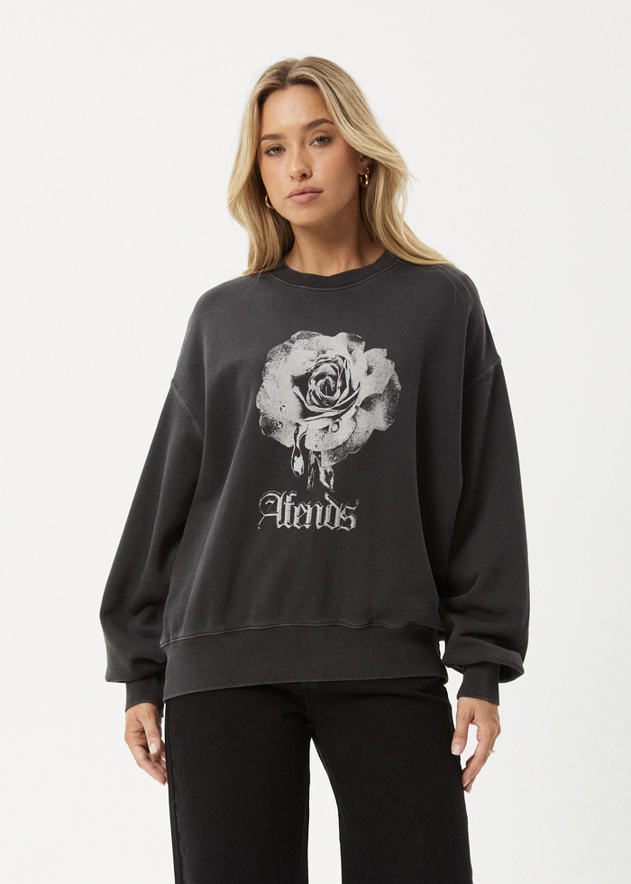 AFENDS Womens Sweet Juliet - Crew Neck Jumper - Stone Black