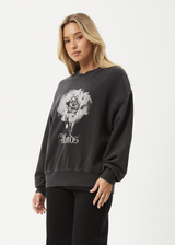 AFENDS Womens Sweet Juliet - Crew Neck Jumper - Stone Black - Afends womens sweet juliet   crew neck jumper   stone black