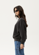 AFENDS Womens Worlds Above - Crew Neck Jumper - Charcoal - Afends womens worlds above   crew neck jumper   charcoal