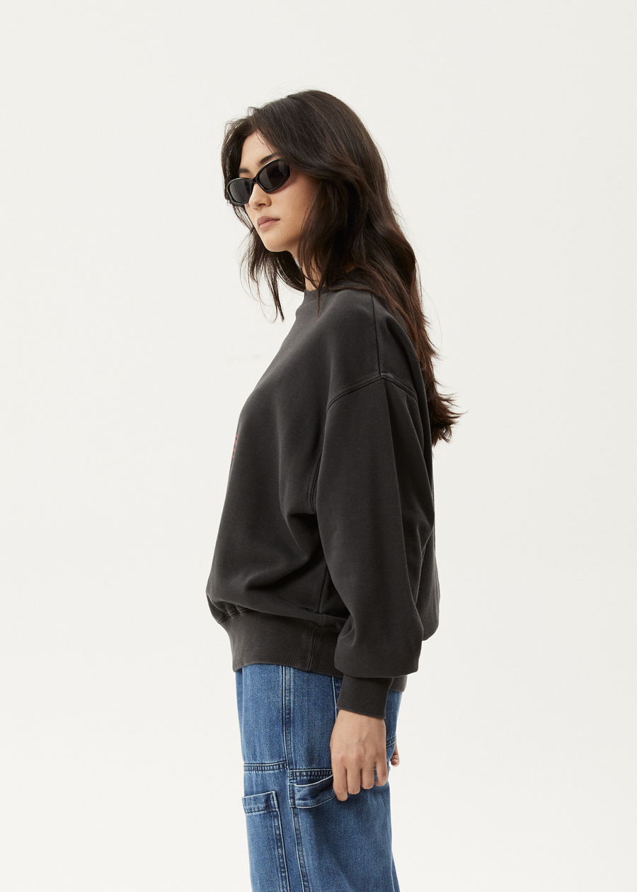 AFENDS Womens Worlds Above - Crew Neck Jumper - Charcoal