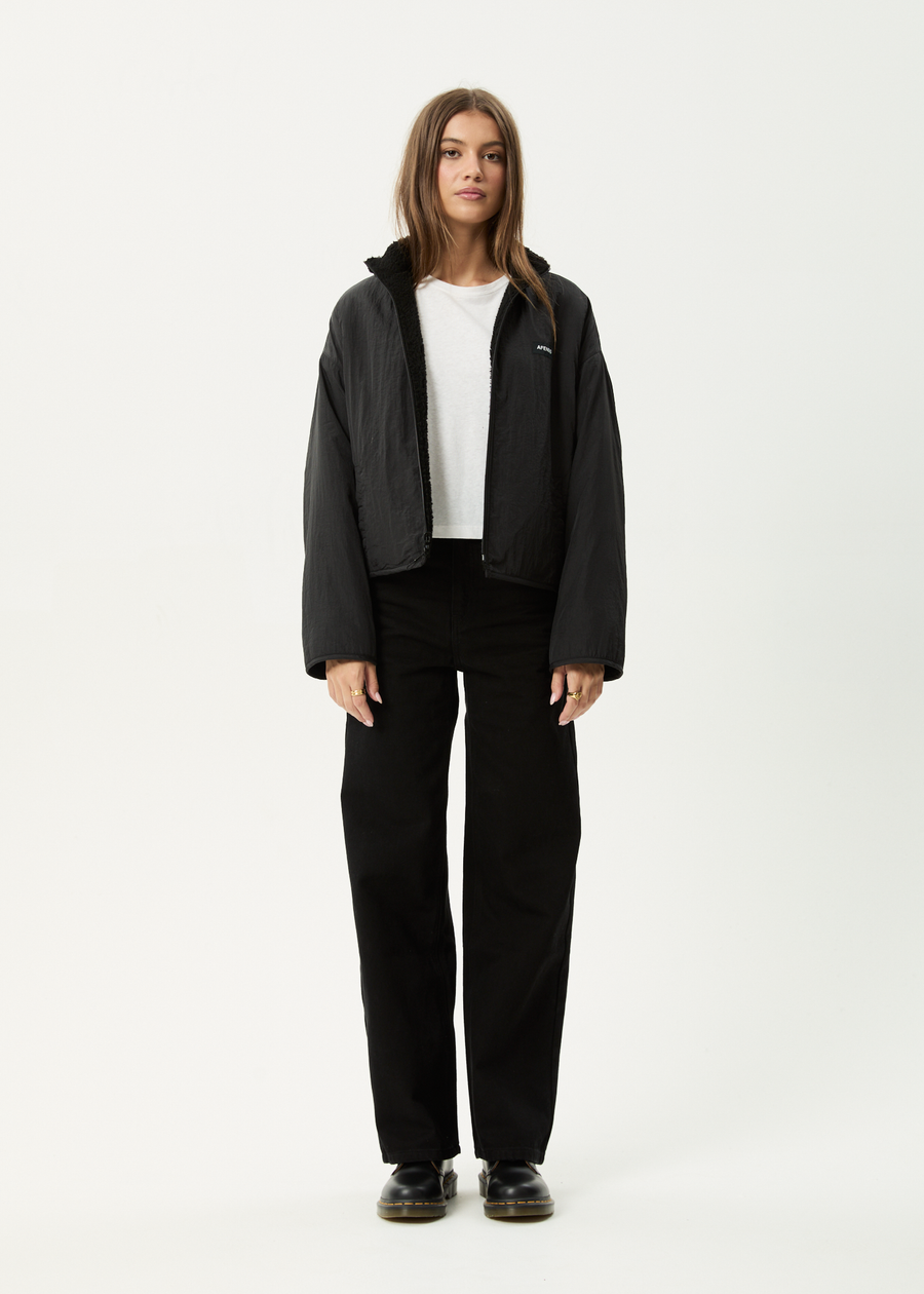 AFENDS Womens Berlin - Reversible Polar Fleece Jacket - Black