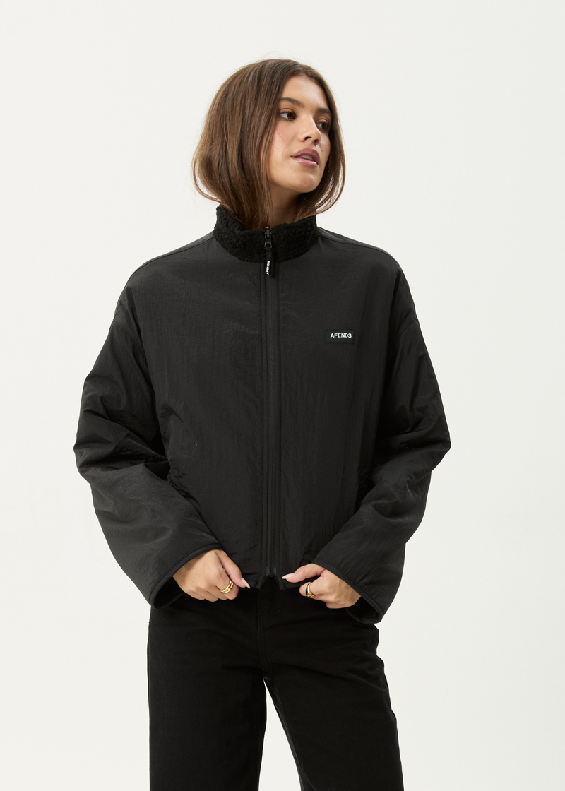 AFENDS Womens Berlin - Reversible Polar Fleece Jacket - Black