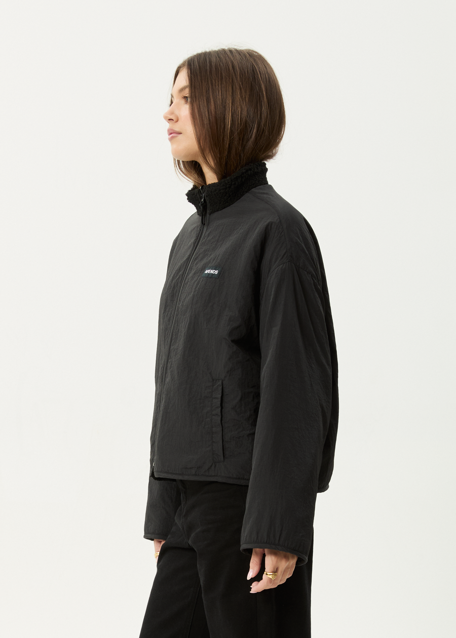AFENDS Womens Berlin - Reversible Polar Fleece Jacket - Black