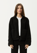 AFENDS Womens Berlin - Reversible Polar Fleece Jacket - Black - Afends womens berlin   reversible polar fleece jacket   black