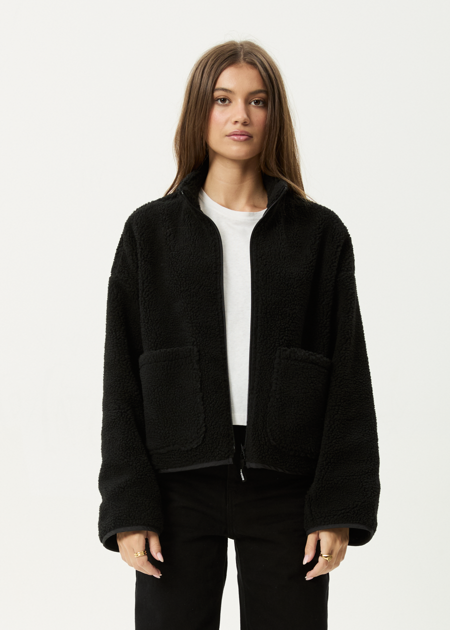 AFENDS Womens Berlin - Reversible Polar Fleece Jacket - Black