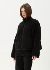AFENDS Womens Berlin - Reversible Polar Fleece Jacket - Black - Afends womens berlin   reversible polar fleece jacket   black