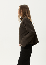 AFENDS Womens Berlin - Reversible  Polar Fleece Jacket - Coffee - Afends womens berlin   reversible polar fleece jacket   coffee