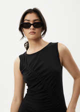 AFENDS Womens Mirage Bamboo - Sheer Maxi Dress - Black - Afends womens mirage bamboo   sheer maxi dress   black 