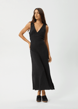 AFENDS Womens Focus - Seersucker Maxi Dress - Black - Afends womens focus   seersucker maxi dress   black