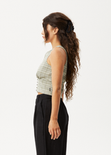 AFENDS Womens Willow Check - Top - Military Check - Afends womens willow check   top   military check 
