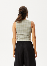 AFENDS Womens Willow Check - Top - Military Check - Afends womens willow check   top   military check 
