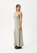 AFENDS Womens Willow Check - Maxi Dress - Military Check - Afends womens willow check   maxi dress   military check 