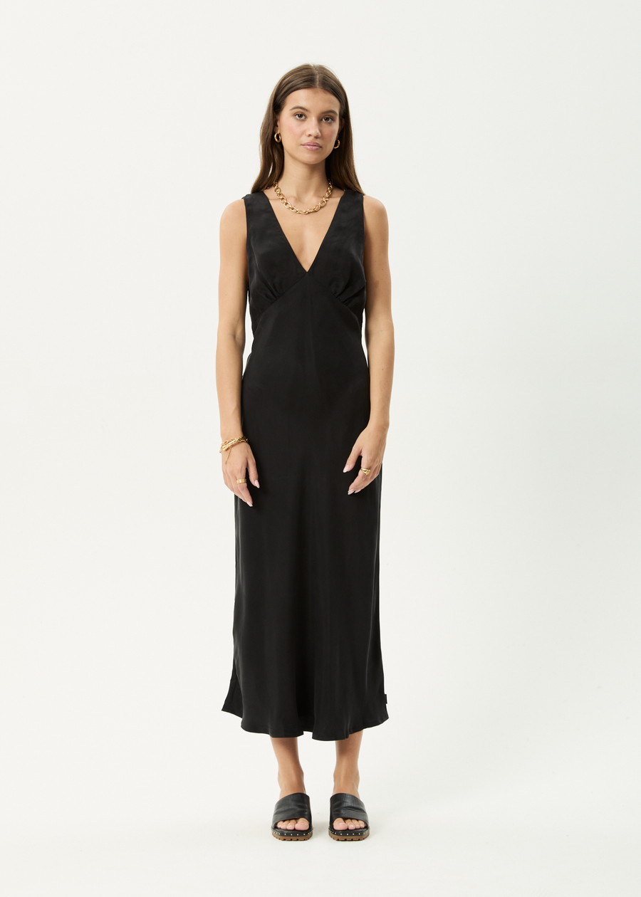 AFENDS Womens Gia - Cupro Maxi Dress - Black