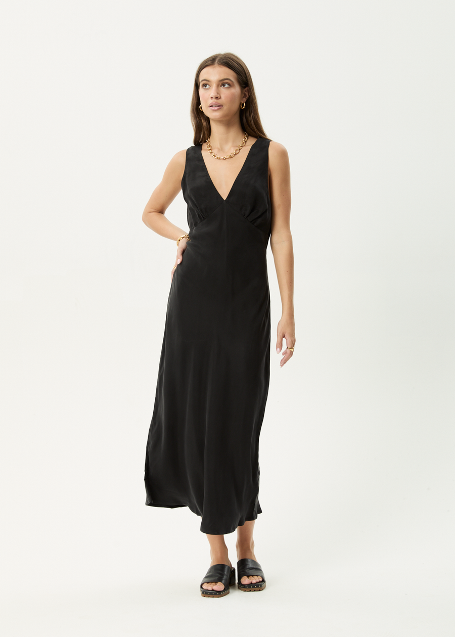 AFENDS Womens Gia - Cupro Maxi Dress - Black