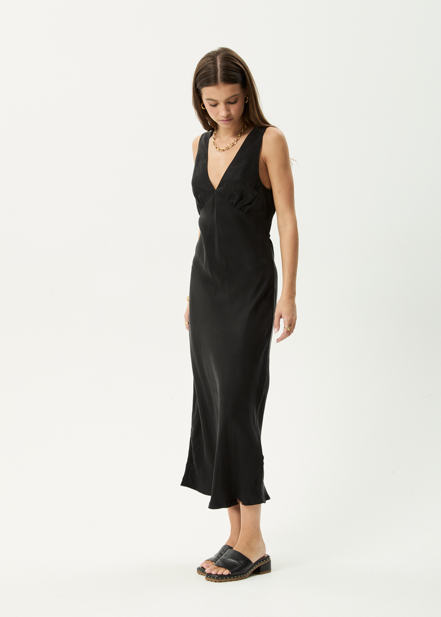AFENDS Womens Gia - Cupro Maxi Dress - Black