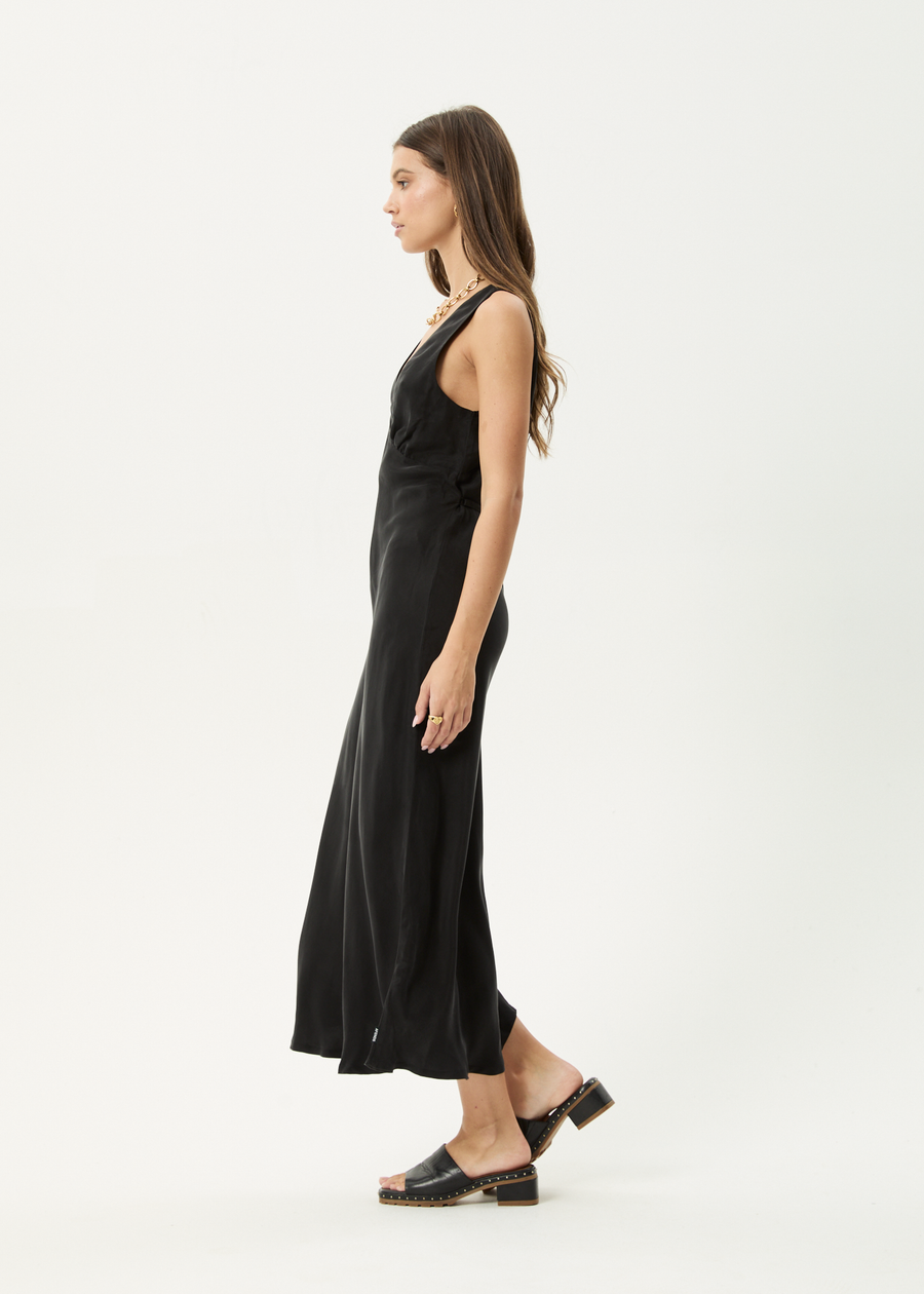 AFENDS Womens Gia - Cupro Maxi Dress - Black
