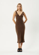 AFENDS Womens Gia - Cupro Maxi Dress - Coffee - Afends womens gia   cupro maxi dress   coffee 