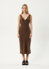 AFENDS Womens Gia - Cupro Maxi Dress - Coffee - Afends womens gia   cupro maxi dress   coffee 