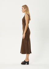 AFENDS Womens Gia - Cupro Maxi Dress - Coffee - Afends womens gia   cupro maxi dress   coffee 