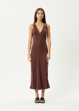 AFENDS Womens Gia - Cupro Maxi Dress - Hazelnut - Afends womens gia   cupro maxi dress   hazelnut