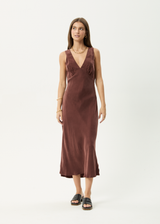 AFENDS Womens Gia - Cupro Maxi Dress - Hazelnut - Afends womens gia   cupro maxi dress   hazelnut