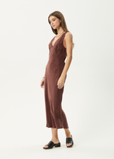 AFENDS Womens Gia - Cupro Maxi Dress - Hazelnut - Afends womens gia   cupro maxi dress   hazelnut