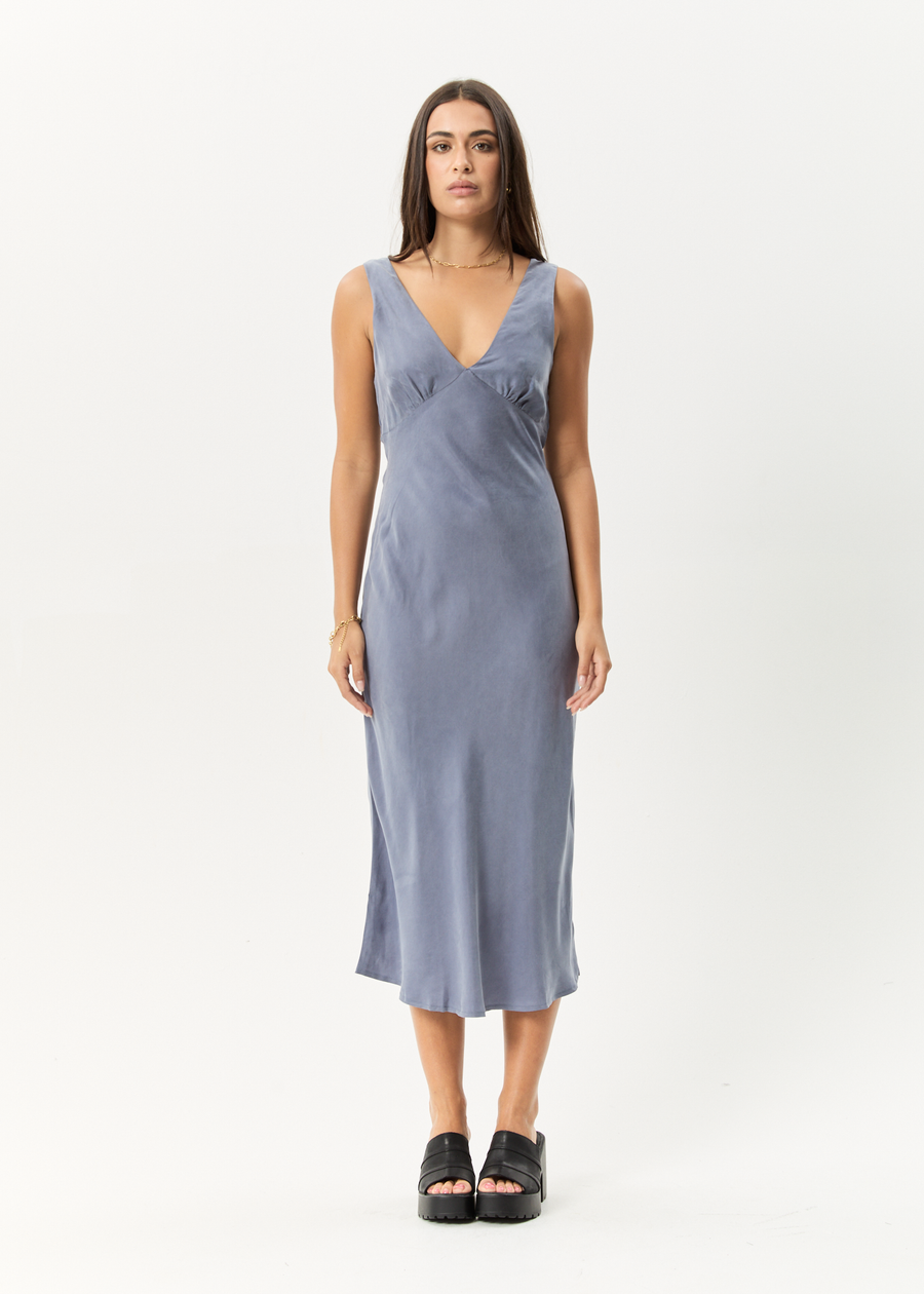 AFENDS Womens Gia - Cupro Maxi Dress - Marlin
