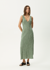 AFENDS Womens Base - Seersucker Maxi Dress - Deep Green Check - Afends womens base   seersucker maxi dress   deep green check