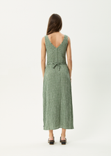 AFENDS Womens Base - Seersucker Maxi Dress - Deep Green Check - Afends womens base   seersucker maxi dress   deep green check