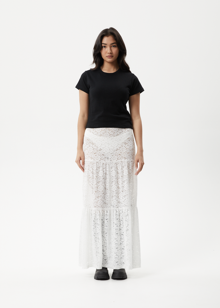 AFENDS Womens Poet - Lace Maxi Skirt - White 
