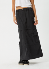 AFENDS Womens Instinct - Zip Off Maxi Skirt - Black - Afends womens instinct   zip off maxi skirt   black 