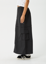 AFENDS Womens Instinct - Zip Off Maxi Skirt - Black - Afends womens instinct   zip off maxi skirt   black 
