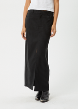 AFENDS Womens Business - Split Maxi Skirt - Black - Afends womens business   split maxi skirt   black 