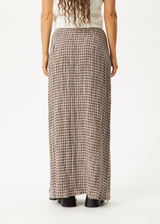 AFENDS Womens Base - Seersucker Maxi Skirt - Coffee Check - Afends womens base   seersucker maxi skirt   coffee check