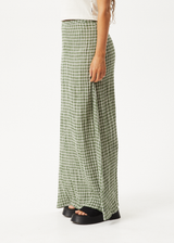AFENDS Womens Base - Seersucker Maxi Skirt - Deep Green Check - Afends womens base   seersucker maxi skirt   deep green check