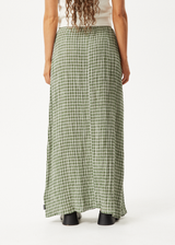 AFENDS Womens Base - Seersucker Maxi Skirt - Deep Green Check - Afends womens base   seersucker maxi skirt   deep green check