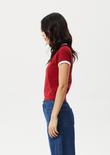 AFENDS Womens Cultivate - Ringer Tee - Ketchup - Afends womens cultivate   ringer tee   ketchup