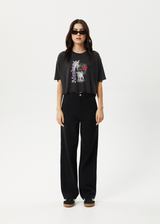 AFENDS Womens Nirvana Cropped - Oversized Tee - Stone Black - Afends womens nirvana cropped   oversized tee   stone black