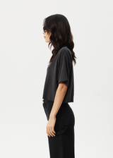 AFENDS Womens Nirvana Cropped - Oversized Tee - Stone Black - Afends womens nirvana cropped   oversized tee   stone black