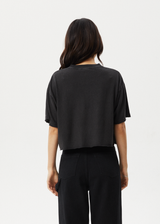 AFENDS Womens Nirvana Cropped - Oversized Tee - Stone Black - Afends womens nirvana cropped   oversized tee   stone black