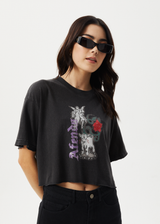 AFENDS Womens Nirvana Cropped - Oversized Tee - Stone Black - Afends womens nirvana cropped   oversized tee   stone black