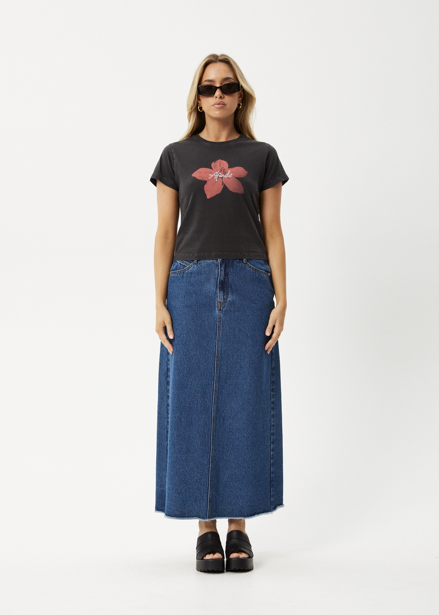 AFENDS Womens Nara - Baby Tee - Stone Black