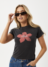 AFENDS Womens Nara - Baby Tee - Stone Black - Afends womens nara   baby tee   stone black