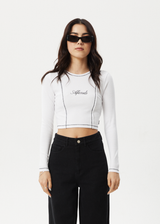 AFENDS Womens Notice - Long Sleeve Tee - White - Afends womens notice   long sleeve tee   white