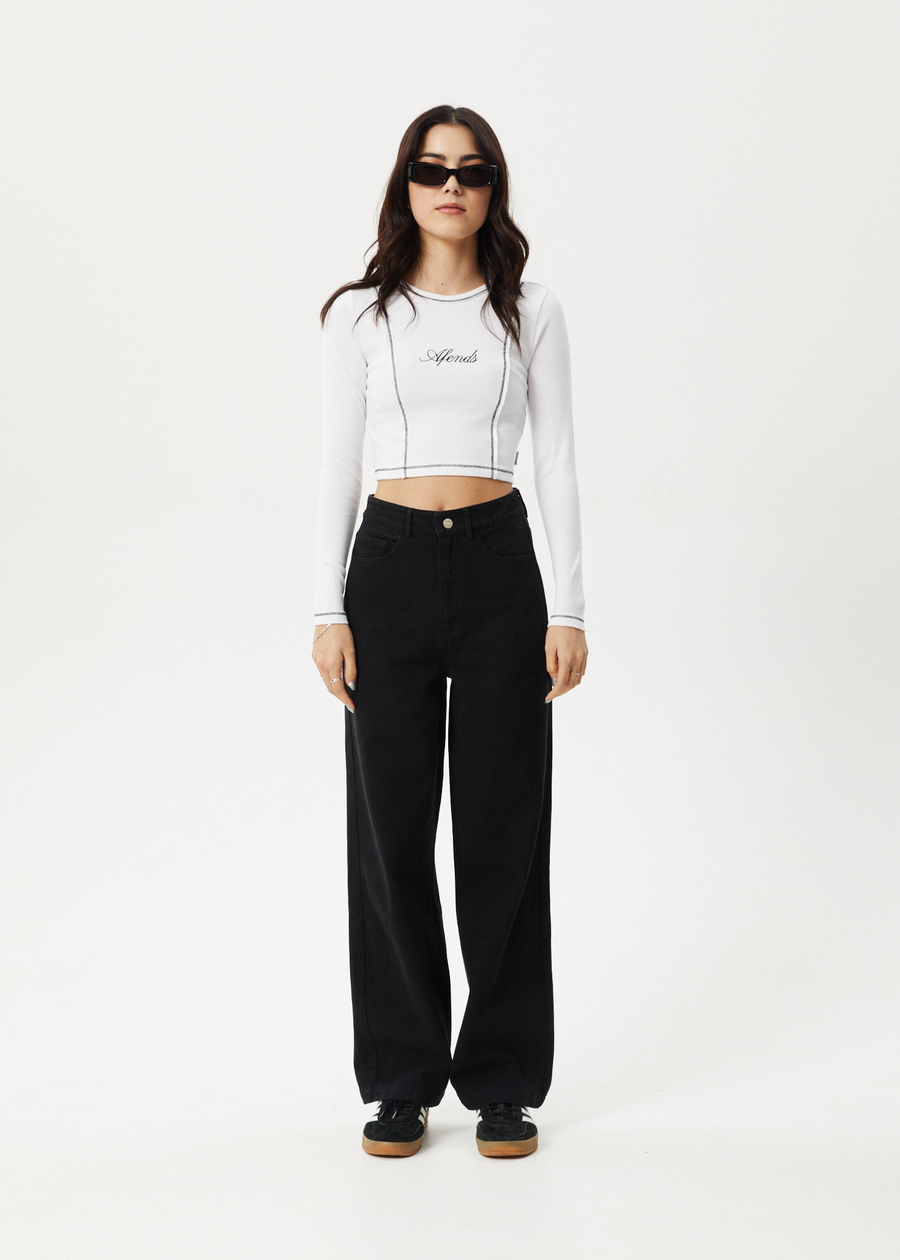 AFENDS Womens Notice - Long Sleeve Tee - White