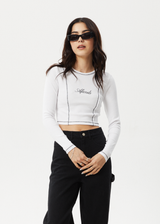 AFENDS Womens Notice - Long Sleeve Tee - White - Afends womens notice   long sleeve tee   white
