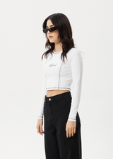 AFENDS Womens Notice - Long Sleeve Tee - White - Afends womens notice   long sleeve tee   white