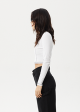AFENDS Womens Notice - Long Sleeve Tee - White - Afends womens notice   long sleeve tee   white