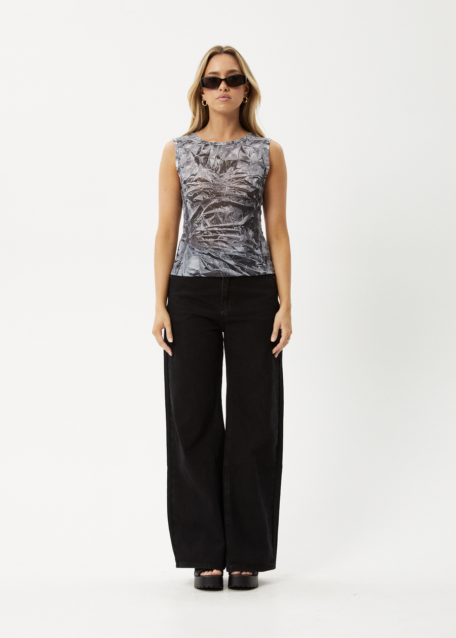AFENDS Womens Silver Lining - Sheer Tank - Chrome 